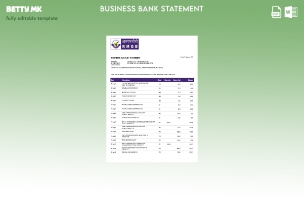 модерен стил RMGB изјава за сметка на компанија Шаблон за формат Word и PDF